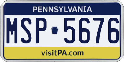 PA license plate MSP5676
