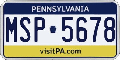 PA license plate MSP5678