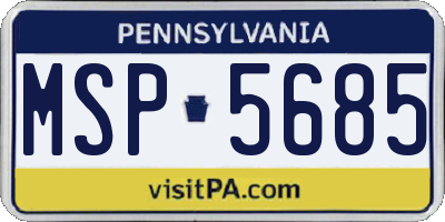 PA license plate MSP5685