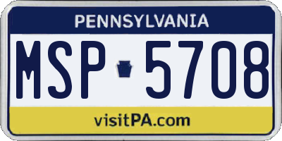 PA license plate MSP5708