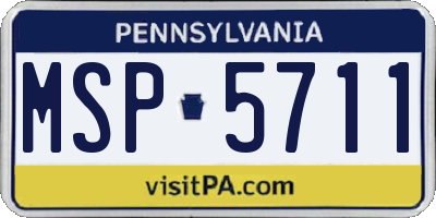 PA license plate MSP5711