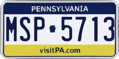 PA license plate MSP5713
