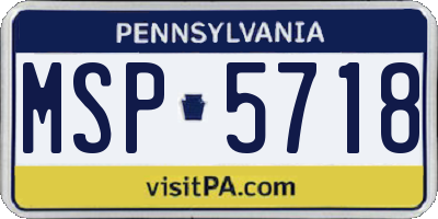 PA license plate MSP5718