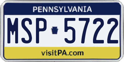 PA license plate MSP5722