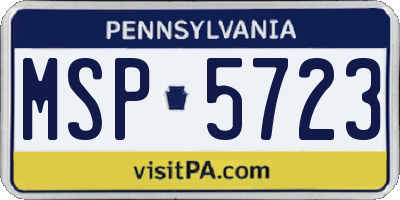 PA license plate MSP5723