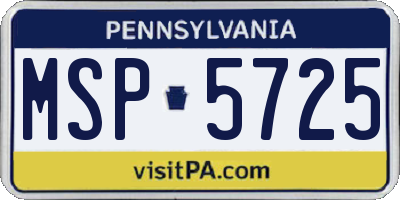 PA license plate MSP5725