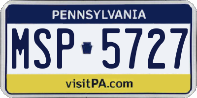 PA license plate MSP5727
