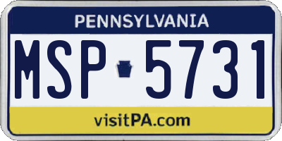 PA license plate MSP5731