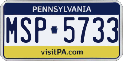 PA license plate MSP5733