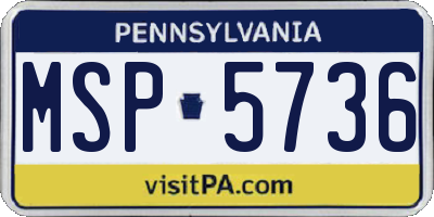 PA license plate MSP5736