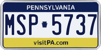 PA license plate MSP5737