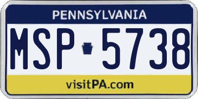 PA license plate MSP5738