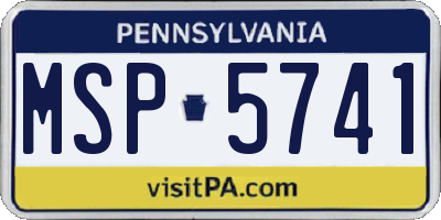 PA license plate MSP5741