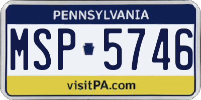 PA license plate MSP5746