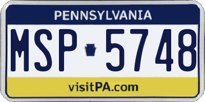 PA license plate MSP5748