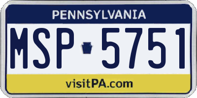 PA license plate MSP5751
