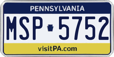 PA license plate MSP5752
