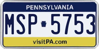 PA license plate MSP5753