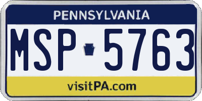 PA license plate MSP5763