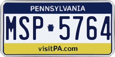 PA license plate MSP5764