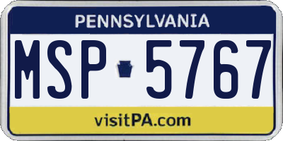 PA license plate MSP5767