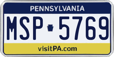 PA license plate MSP5769