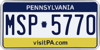 PA license plate MSP5770