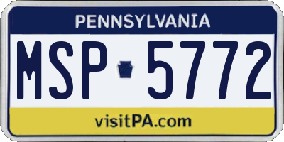 PA license plate MSP5772