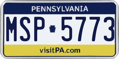 PA license plate MSP5773