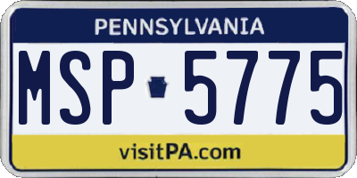 PA license plate MSP5775