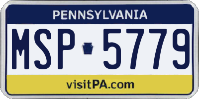 PA license plate MSP5779