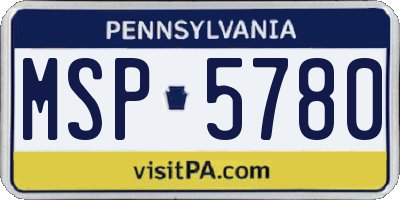 PA license plate MSP5780