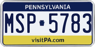 PA license plate MSP5783