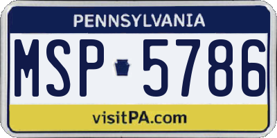 PA license plate MSP5786