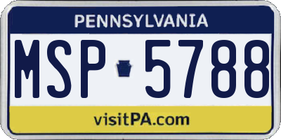 PA license plate MSP5788
