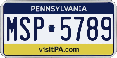 PA license plate MSP5789