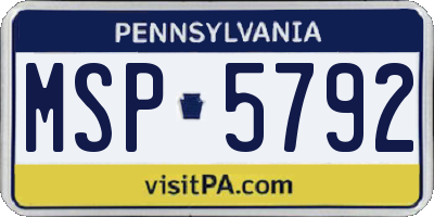 PA license plate MSP5792