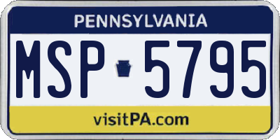 PA license plate MSP5795
