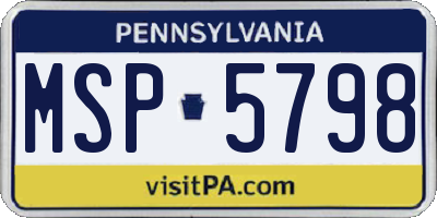 PA license plate MSP5798