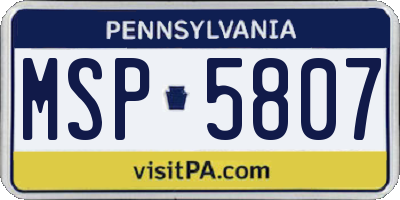 PA license plate MSP5807