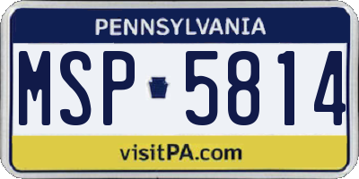 PA license plate MSP5814