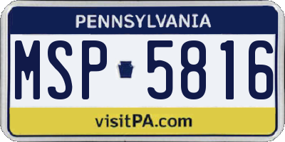 PA license plate MSP5816