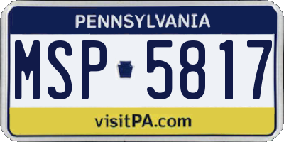 PA license plate MSP5817