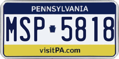 PA license plate MSP5818