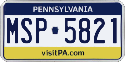 PA license plate MSP5821