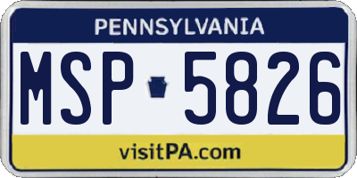 PA license plate MSP5826