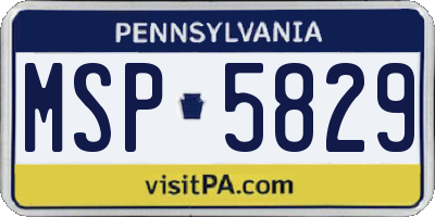 PA license plate MSP5829