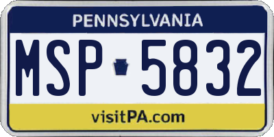 PA license plate MSP5832