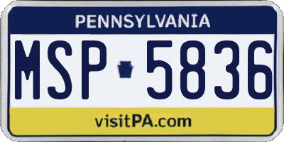 PA license plate MSP5836