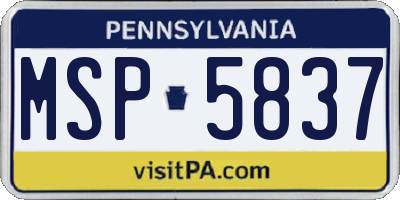 PA license plate MSP5837